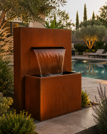 Horizon Cascade Water Feature - Corten Steel Elegance for Outdoor Serenity