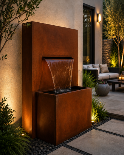 Horizon Cascade Water Feature - Corten Steel Elegance for Outdoor Serenity
