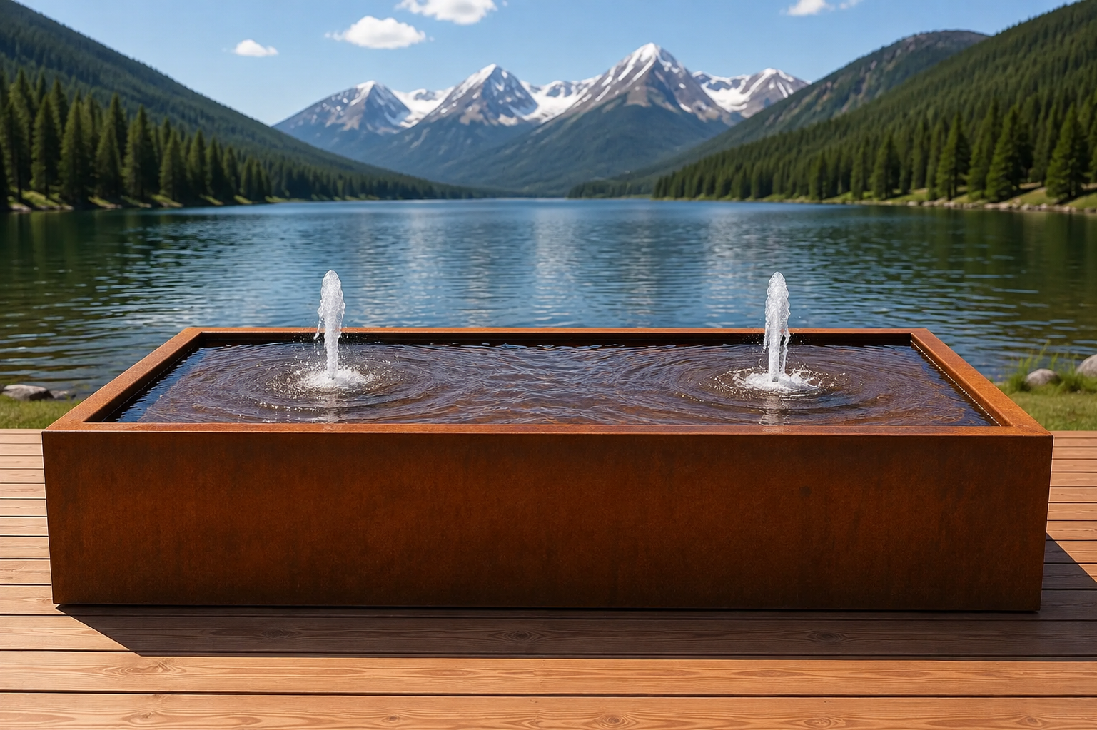 Terra Cascade Water Feature - Custom Corten Steel for Outdoor Serenity