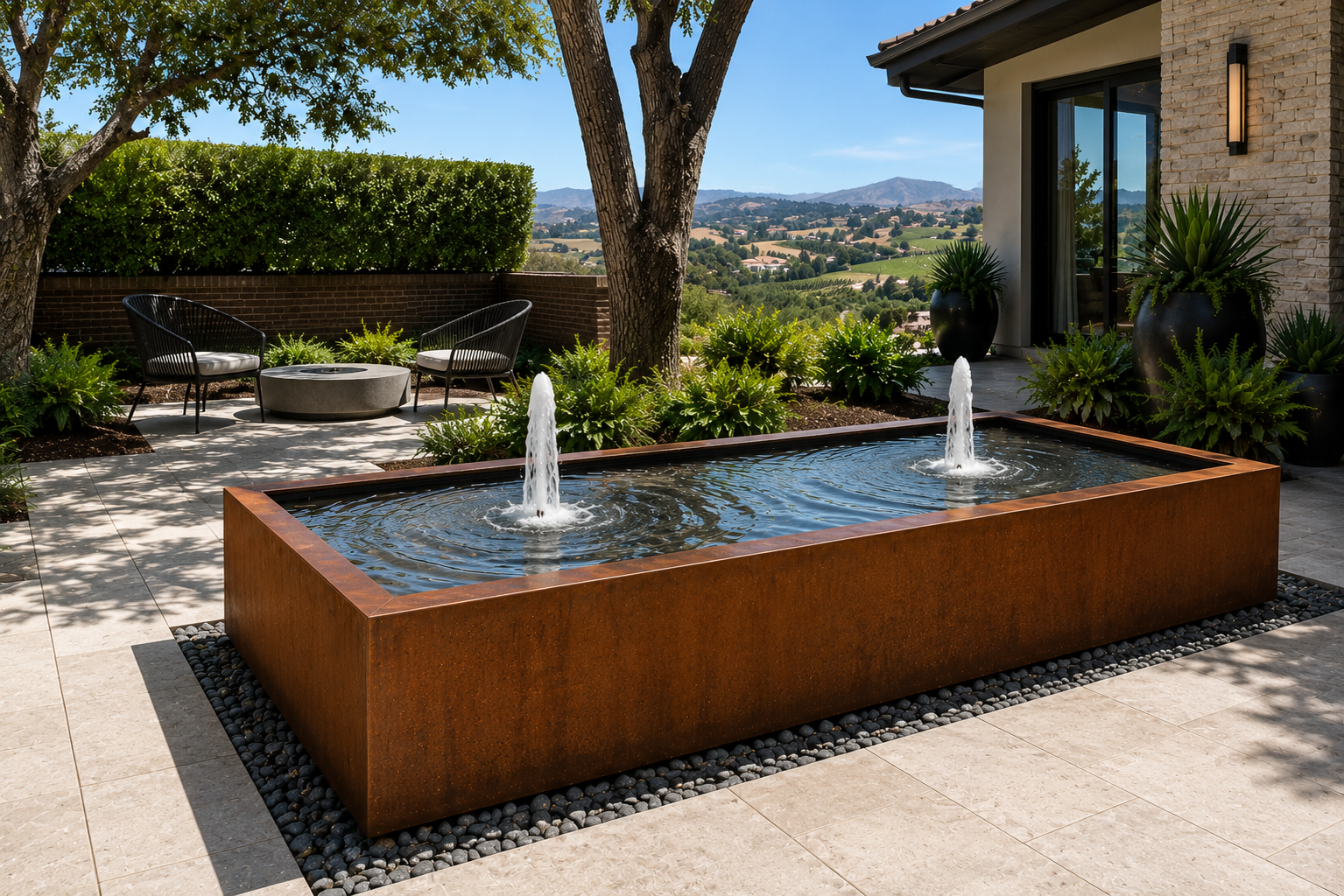 Terra Cascade Water Feature - Custom Corten Steel for Outdoor Serenity
