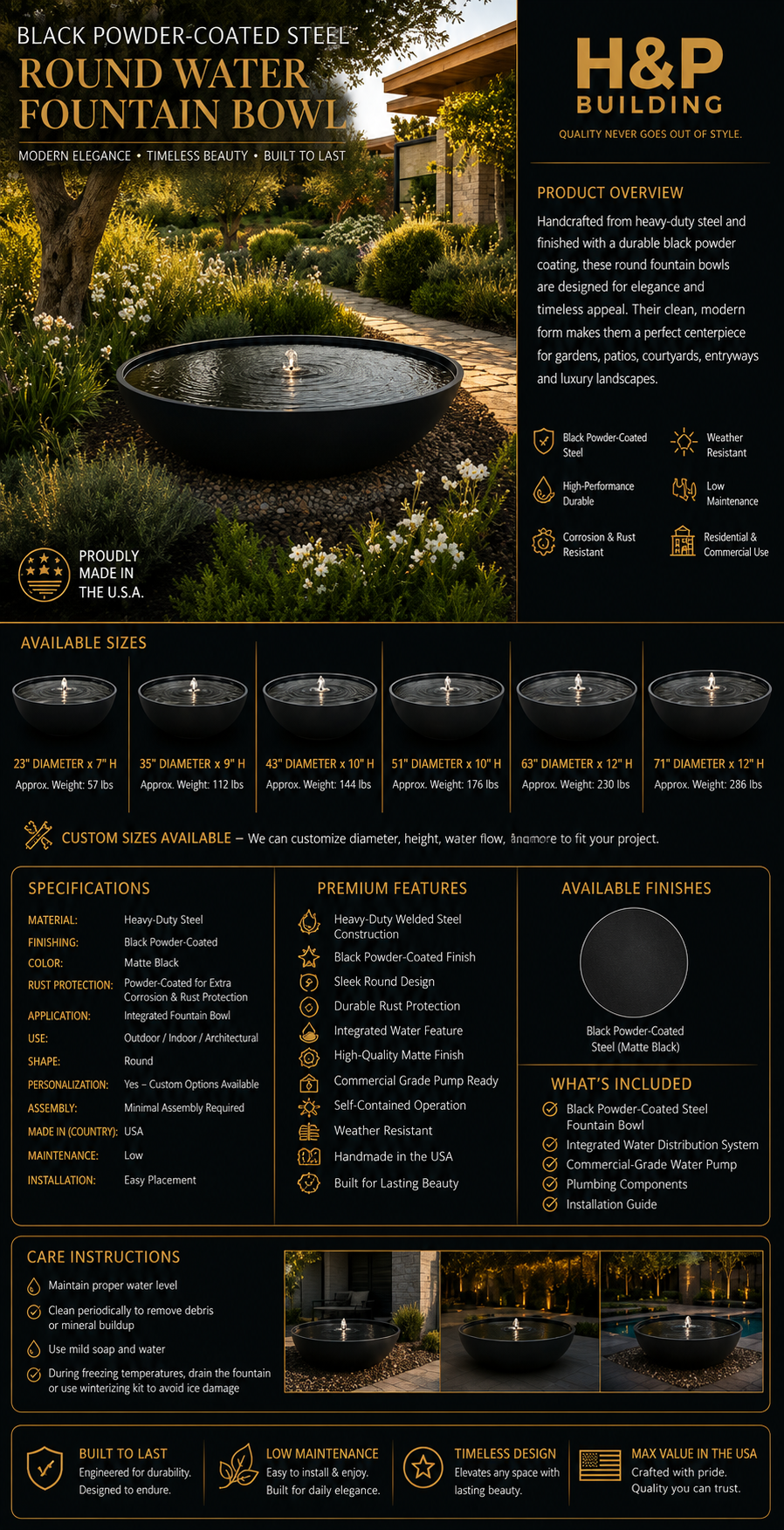 Custom Corten Steel Water Fountain Bowl – Modern Outdoor Garden Water Feature