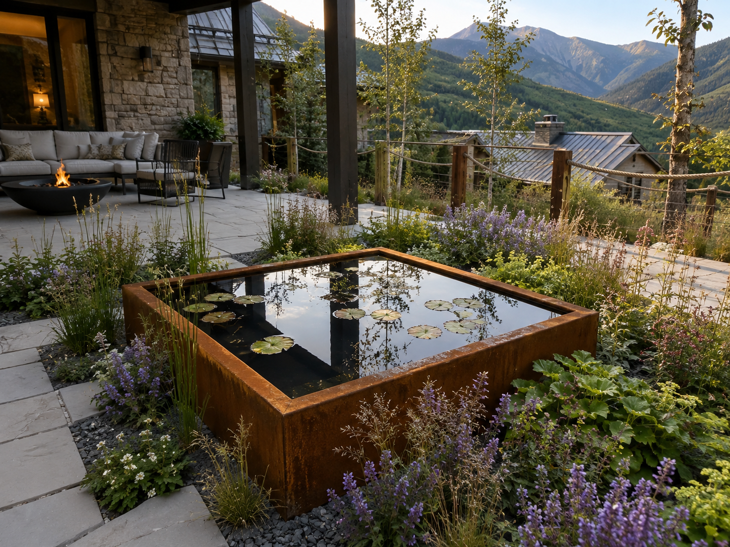 Custom Corten Steel Pond & Water Feature