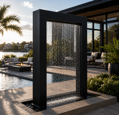 Verdant Veil Water Feature - Elegant Corten Steel for Outdoor Luxury