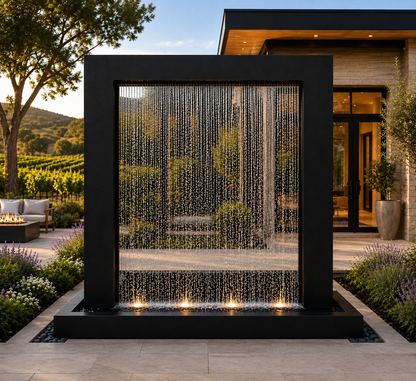 Verdant Veil Water Feature - Elegant Corten Steel for Outdoor Luxury