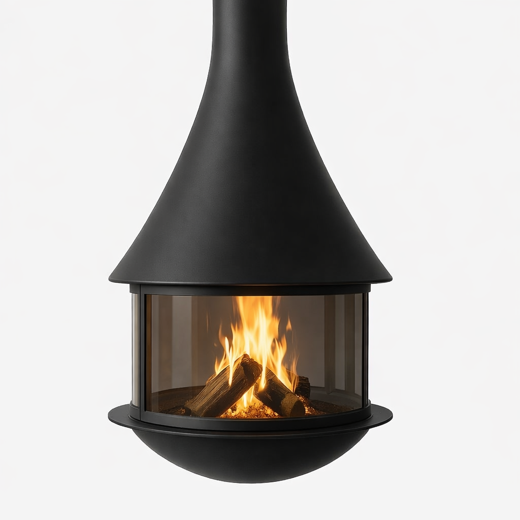 Custom size- 360 Suspended Spherical Fireplace - Luxury Rotating Centerpiece for Modern Interiors