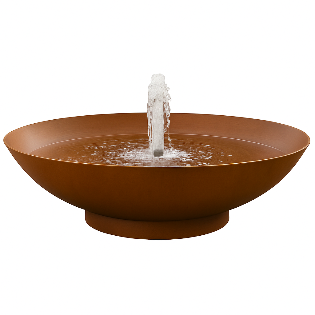 Corten Steel Water Fountain Bowl – Modern Outdoor Garden Feature – Rust Patina Landscape Sculpture – Custom Sizes Available