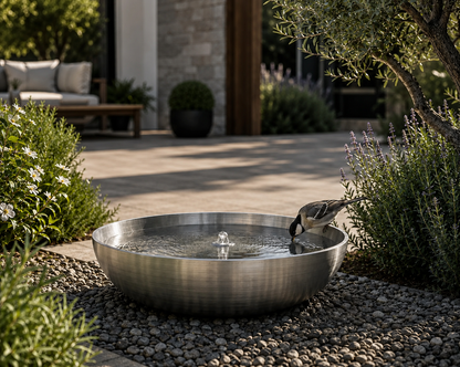 304 Stainless Steel Round Water Feature Bowl – Modern Outdoor Luxury Landscape Design