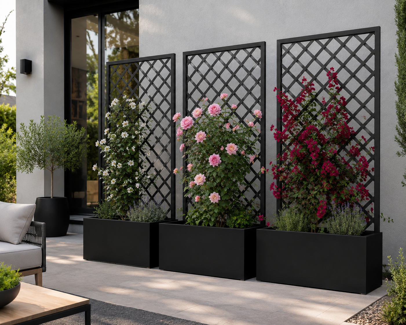 Custom Trellis Planter – Modern Privacy Screen