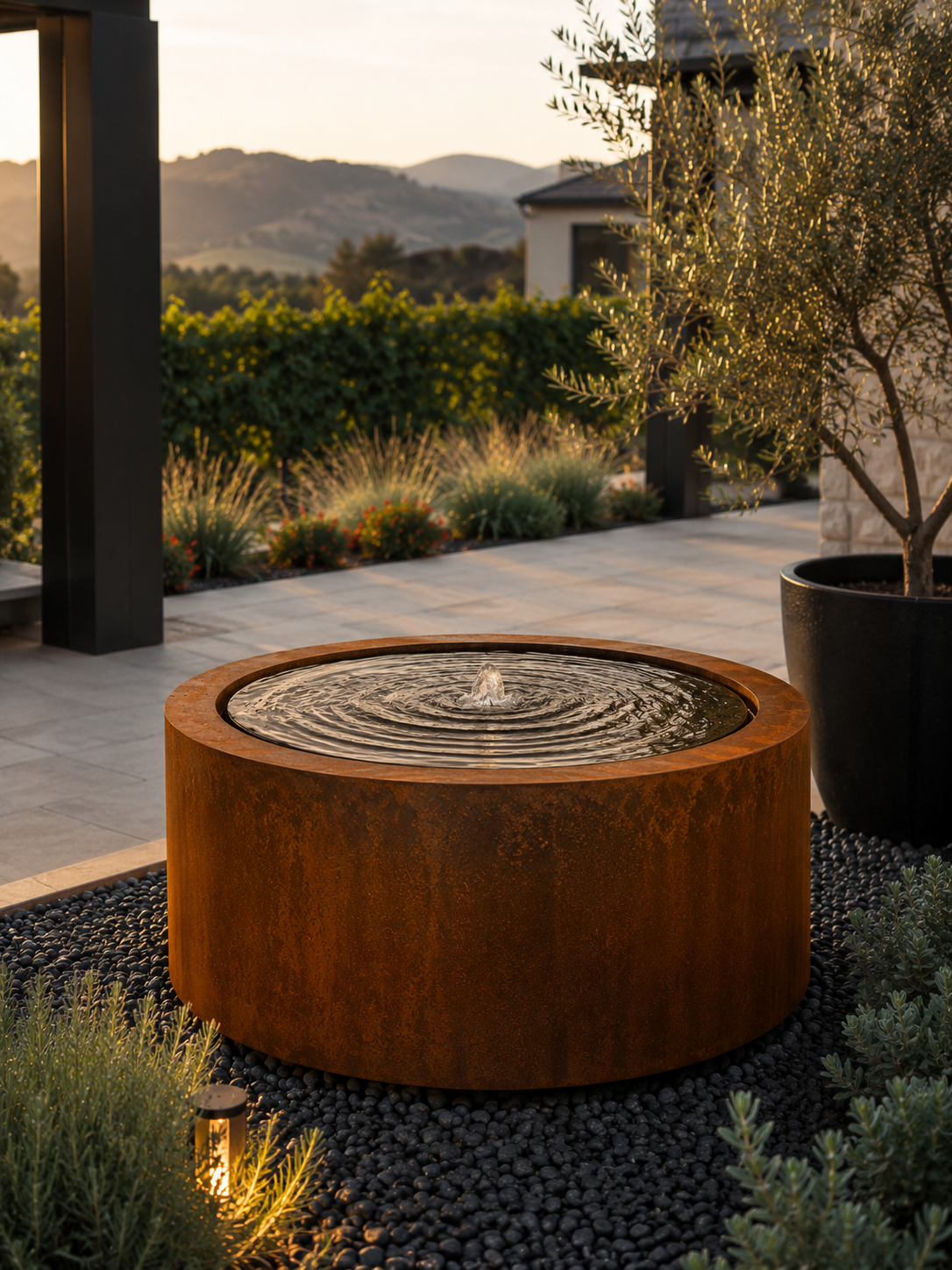 Infinite Patina Water Feature - Timeless Corten Steel Design for Outdoor Elegance