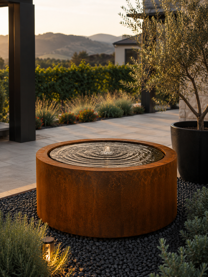 Infinite Patina Water Feature - Timeless Corten Steel Design for Outdoor Elegance