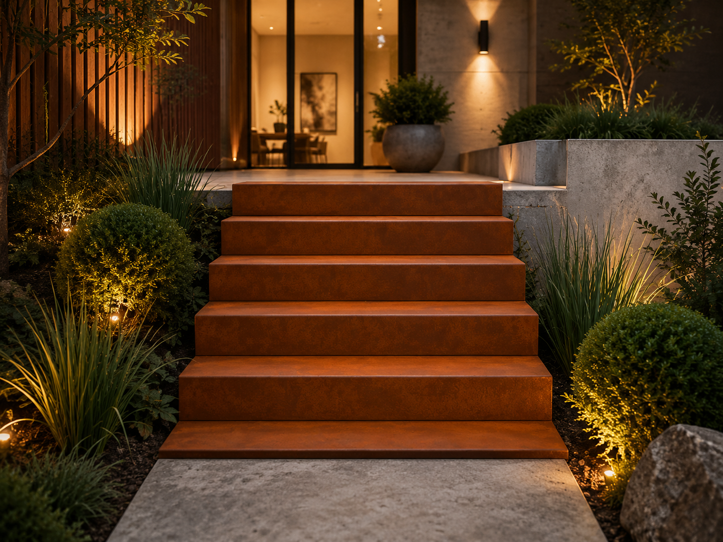 Custom Corten Steel Stairs | Modern Outdoor Staircase | Architectural Steel Steps