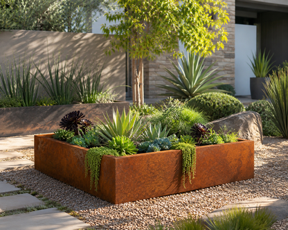 Modern Corten Steel Raised Garden Bed – Durable, Rust-Patina Planter Box USA-Made