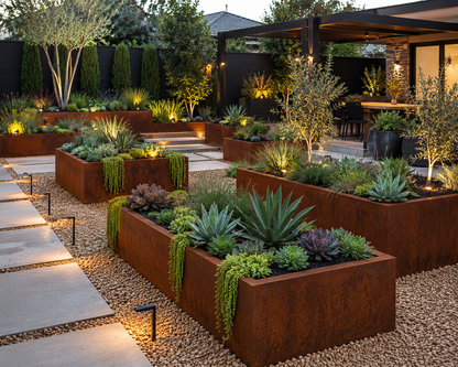Modern Corten Steel Raised Garden Bed – Durable, Rust-Patina Planter Box USA-Made