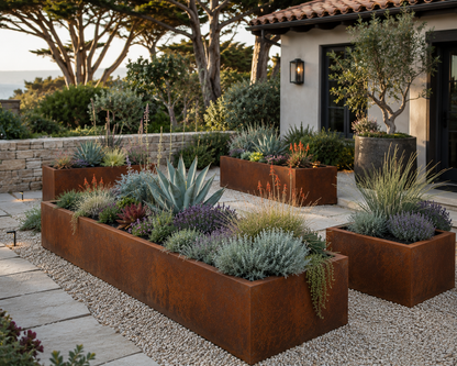 Modern Corten Steel Raised Garden Bed – Durable, Rust-Patina Planter Box USA-Made
