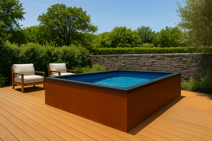 Custom Corten Steel Plunge Pools by H&P Building - Modern Design – Compact Luxury – Tailored to Your Space – 13.8' x 6.89' x 4.2' Size.