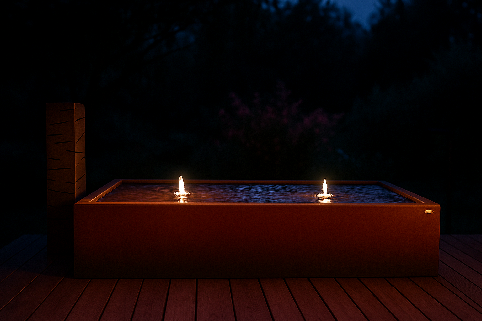 Modern Corten Steel Water Fountain – 96"x40"x20"H | Pump & Lights Included