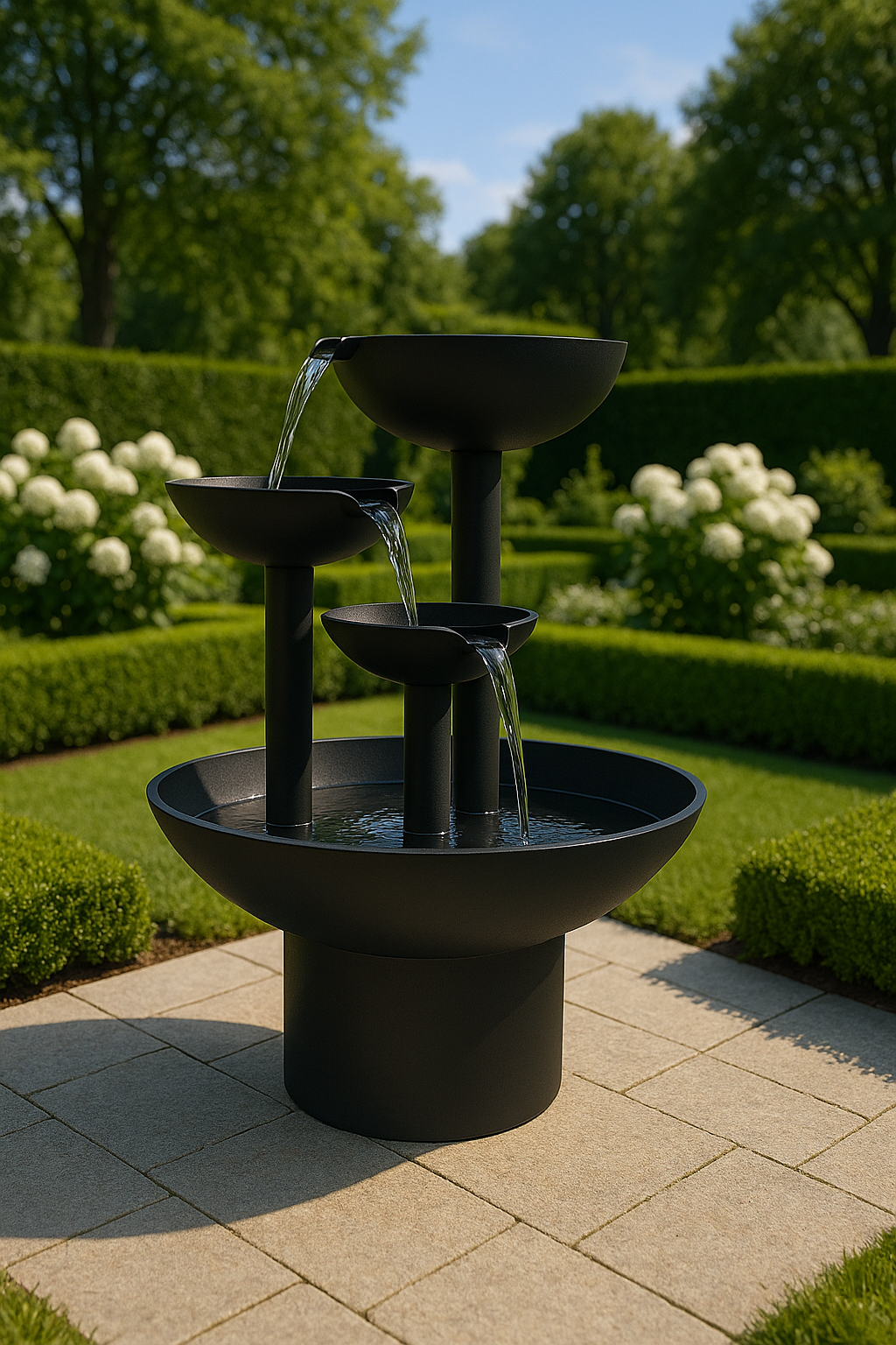 Modern Cascading Corten Steel Fountain – Tiered Rusted Bowl Water Feature with Included Pump