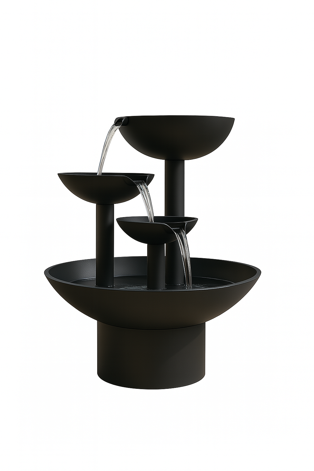 Modern Cascading Corten Steel Fountain – Tiered Rusted Bowl Water Feature with Included Pump