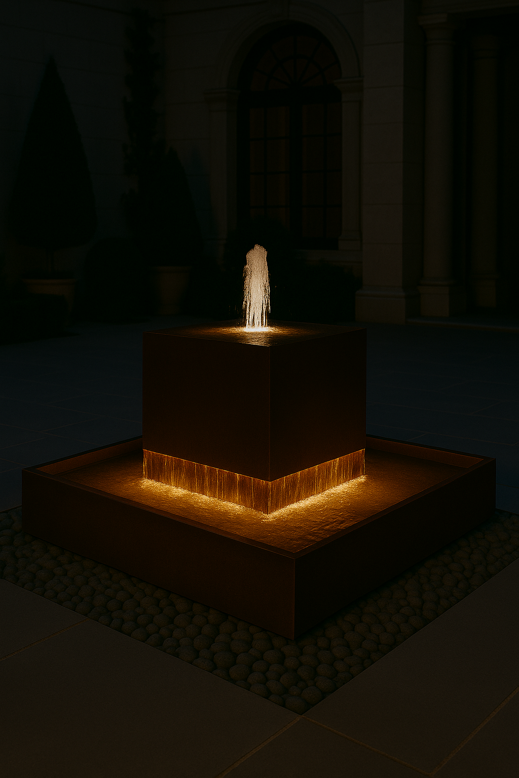 Ember Basin Water Feature - Contemporary Corten Steel for Outdoor Elegance