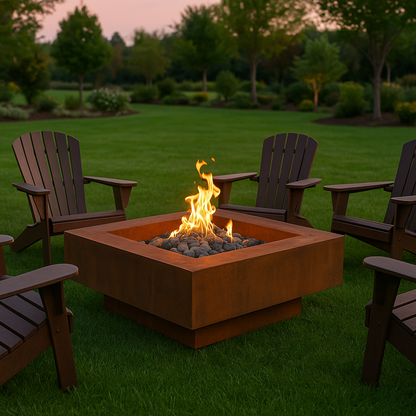 🔥 VULCANO™ – Square Corten Steel Gas Fire Pit