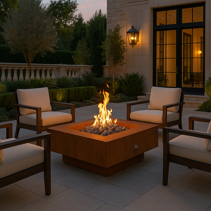 🔥 VULCANO™ – Square Corten Steel Gas Fire Pit