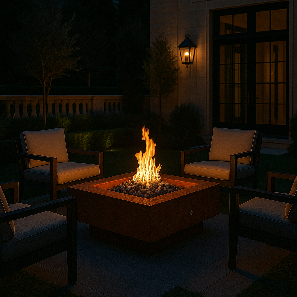 🔥 VULCANO™ – Square Corten Steel Gas Fire Pit