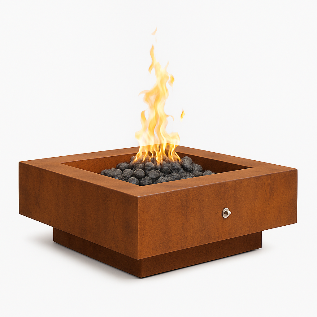 🔥 VULCANO™ – Square Corten Steel Gas Fire Pit