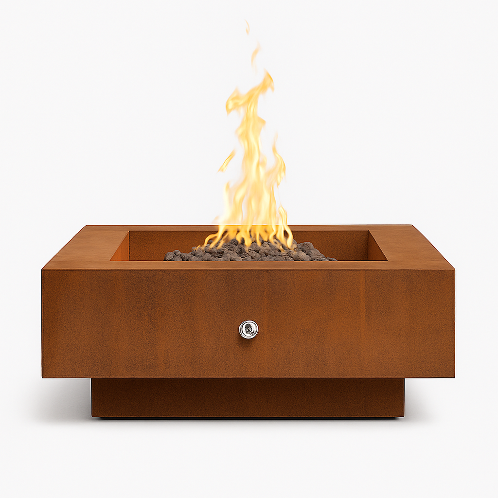 🔥 VULCANO™ – Square Corten Steel Gas Fire Pit