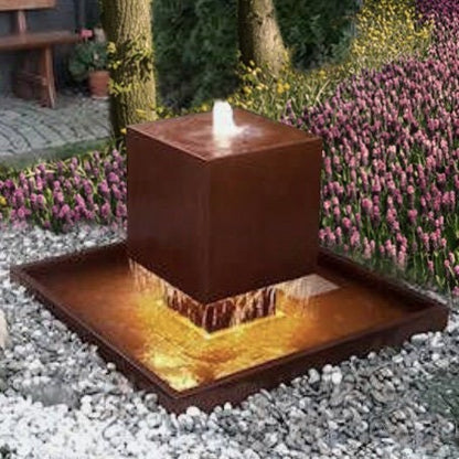 Ember Basin Water Feature - Contemporary Corten Steel for Outdoor Elegance