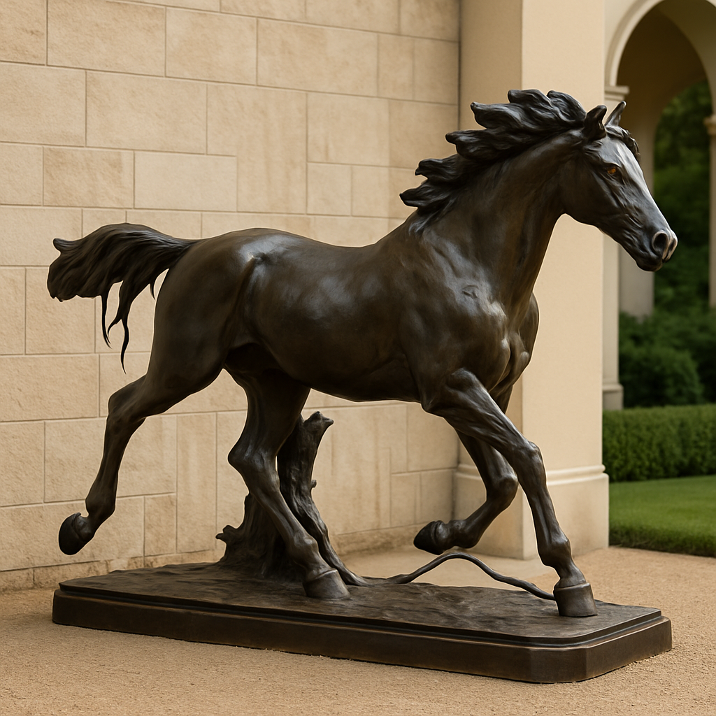 Custom Bronze Horse Sculpture – Western Mustang Memorial – Life Size or Compact Outdoor Statue – Ranch Entrance Art