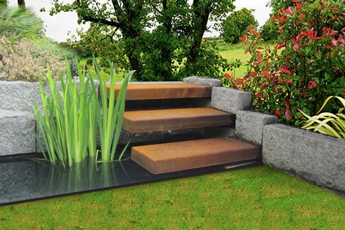 Custom sizes - Modern Rustic Corten Steel Garden Steps Outdoor Metal - The stairs made of Corten are ideal for refurbishment solutions in buildings of particular architectural interest.