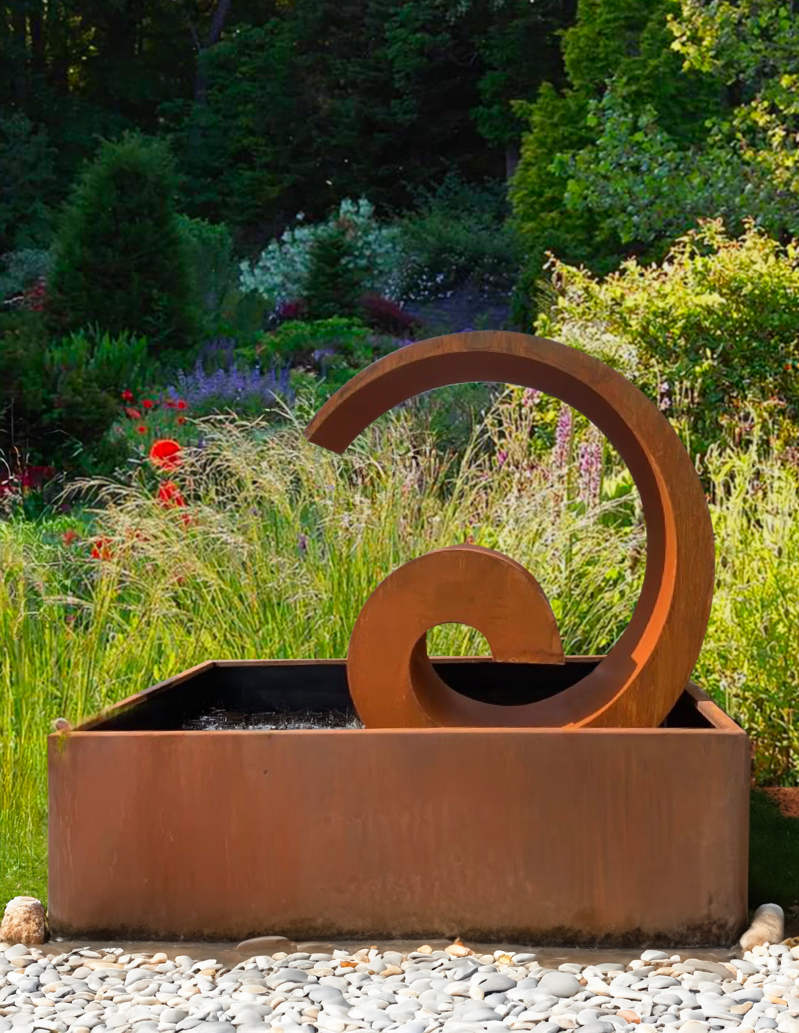 Timeless Stream Water Feature - Elegant Corten Steel for Outdoor Relaxation