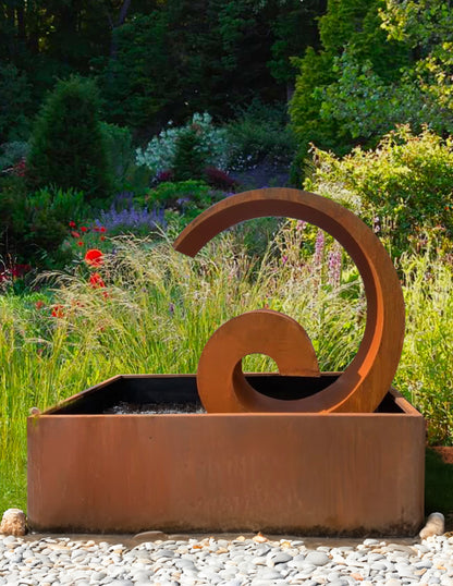 Timeless Stream Water Feature - Elegant Corten Steel for Outdoor Relaxation