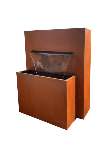 Copper Horizon Water Feature - Modern Corten Steel Elegance for Outdoor Spaces