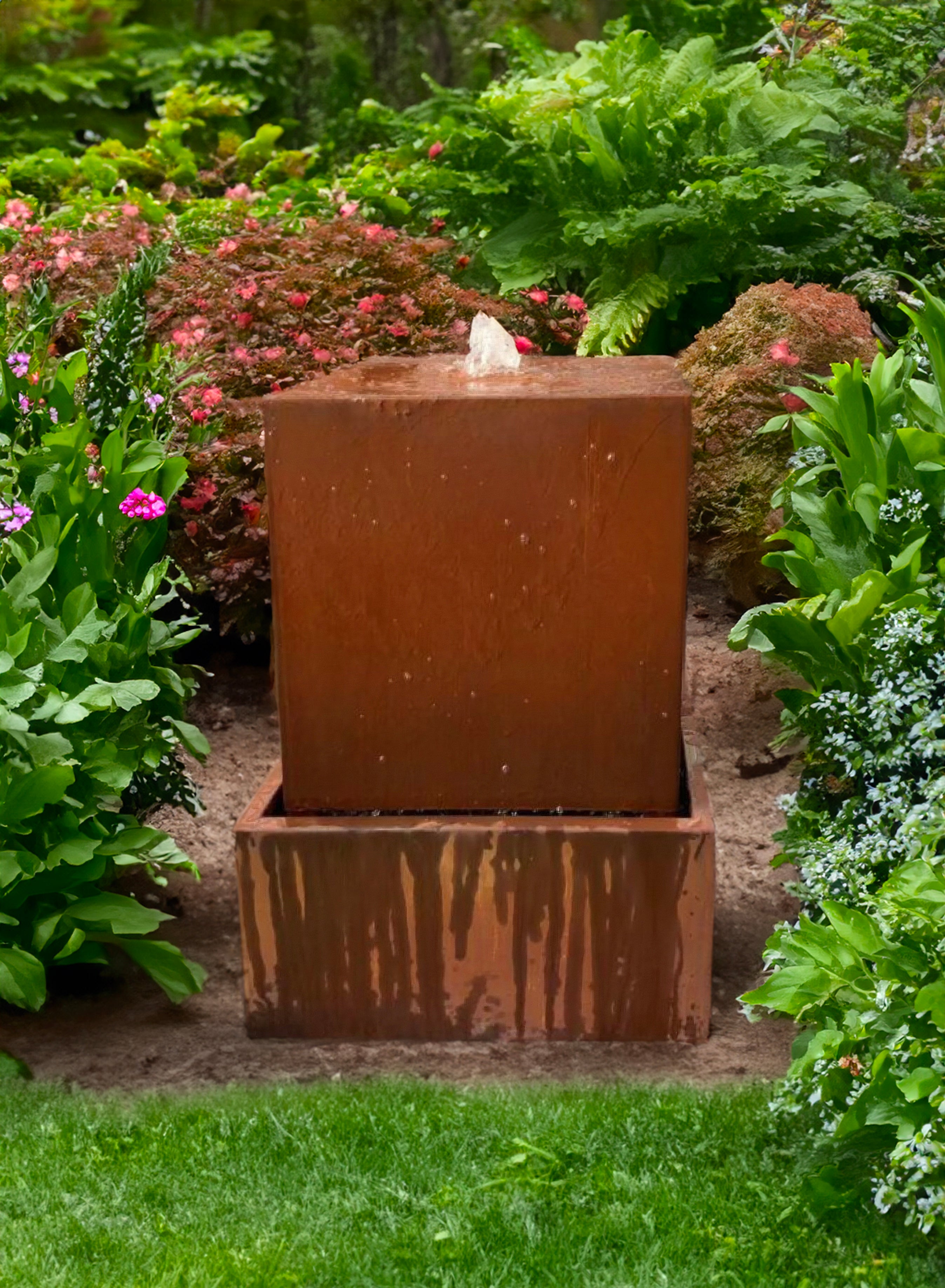 Ember Basin Water Feature - Contemporary Corten Steel for Outdoor Elegance