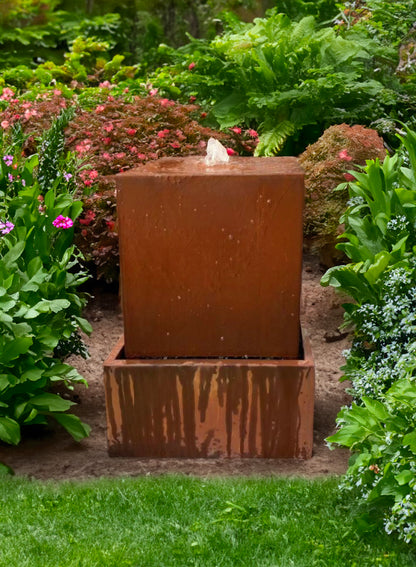 Ember Basin Water Feature - Contemporary Corten Steel for Outdoor Elegance