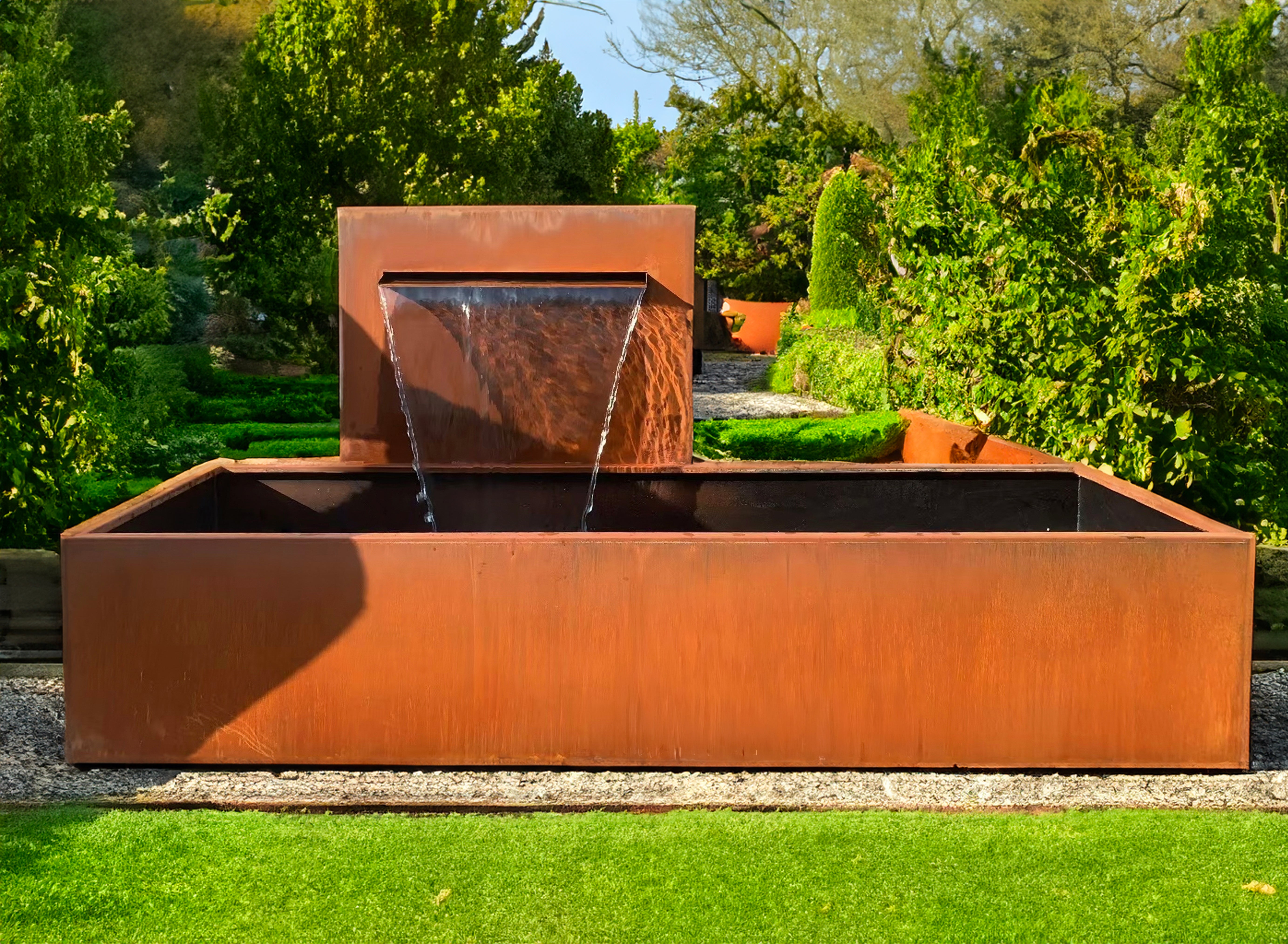 Ember Veil Water Feature - Sleek Corten Steel for Outdoor Luxury