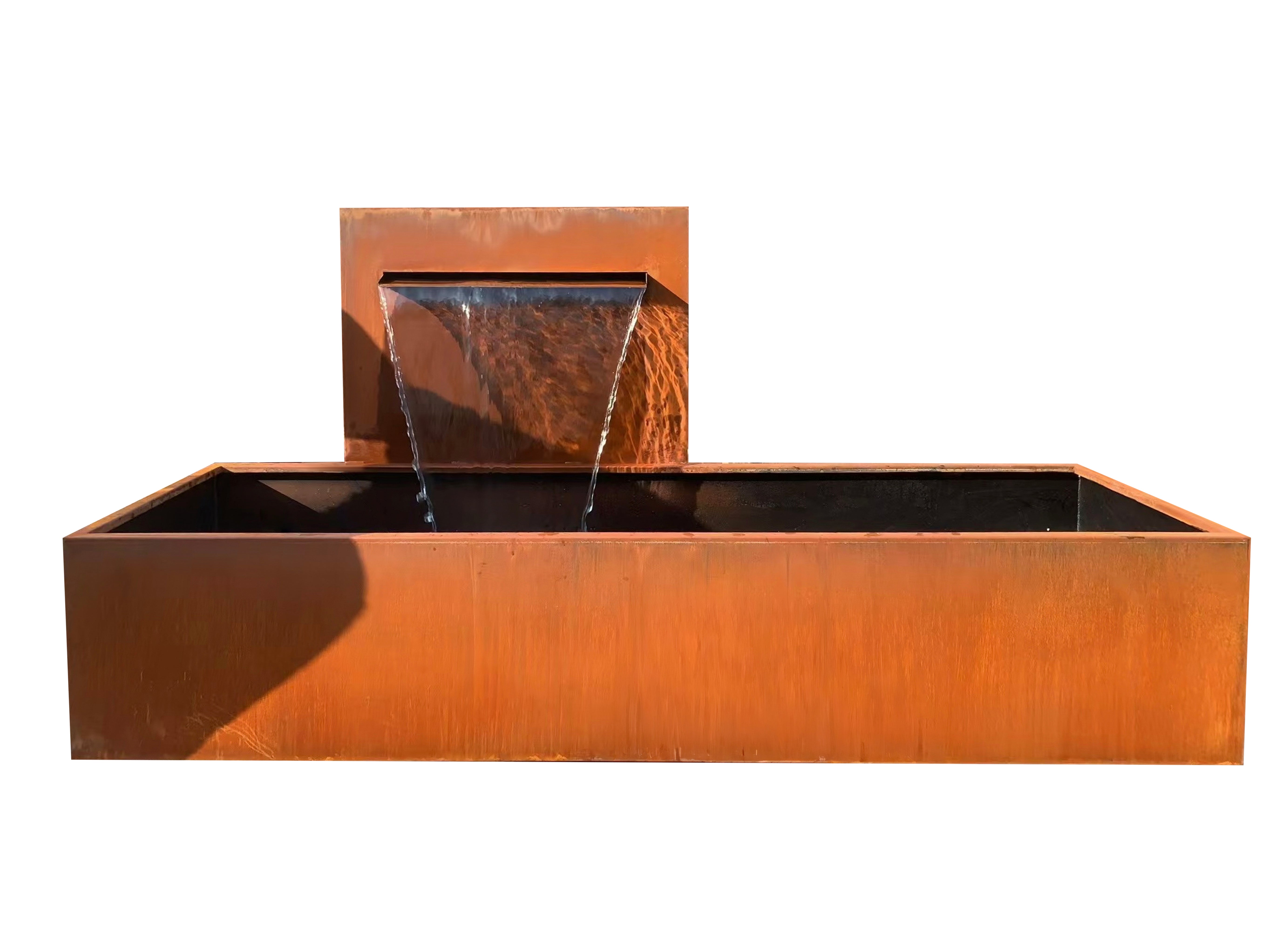 Sculpted Oasis Water Feature - Modern Corten Steel for Outdoor Luxury