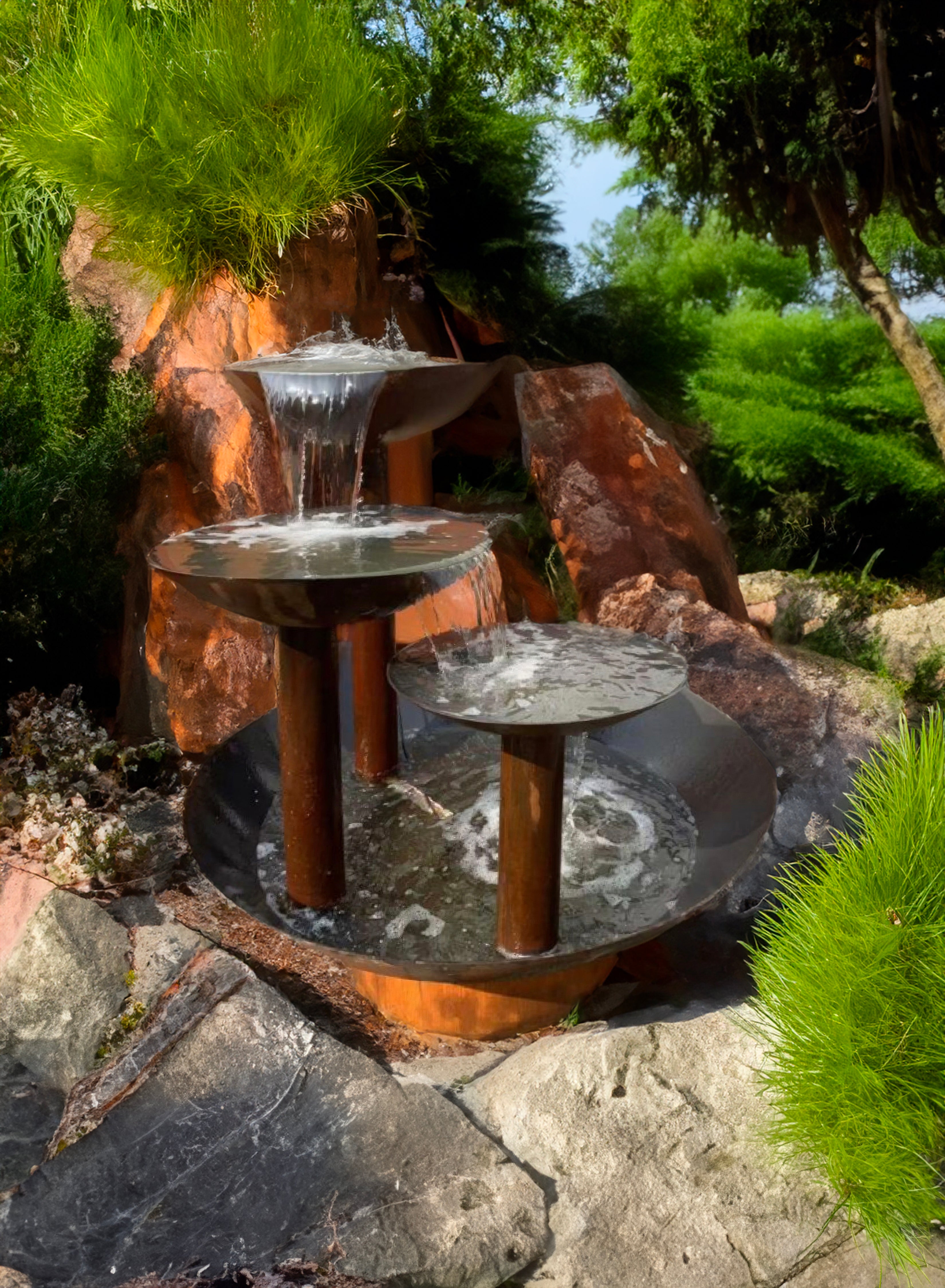 Earthbound Serenity Water Feature - Corten Steel Elegance for Your Outdoor Haven