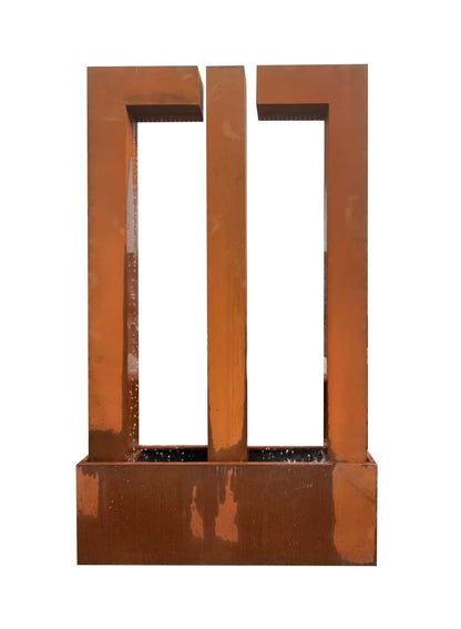 Rustic Harmony Water Feature - Corten Steel Art for Outdoor Serenity