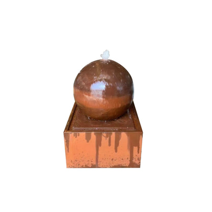 Corten Cascade Sphere – A Mesmerizing Water Feature Ball for Timeless Elegance