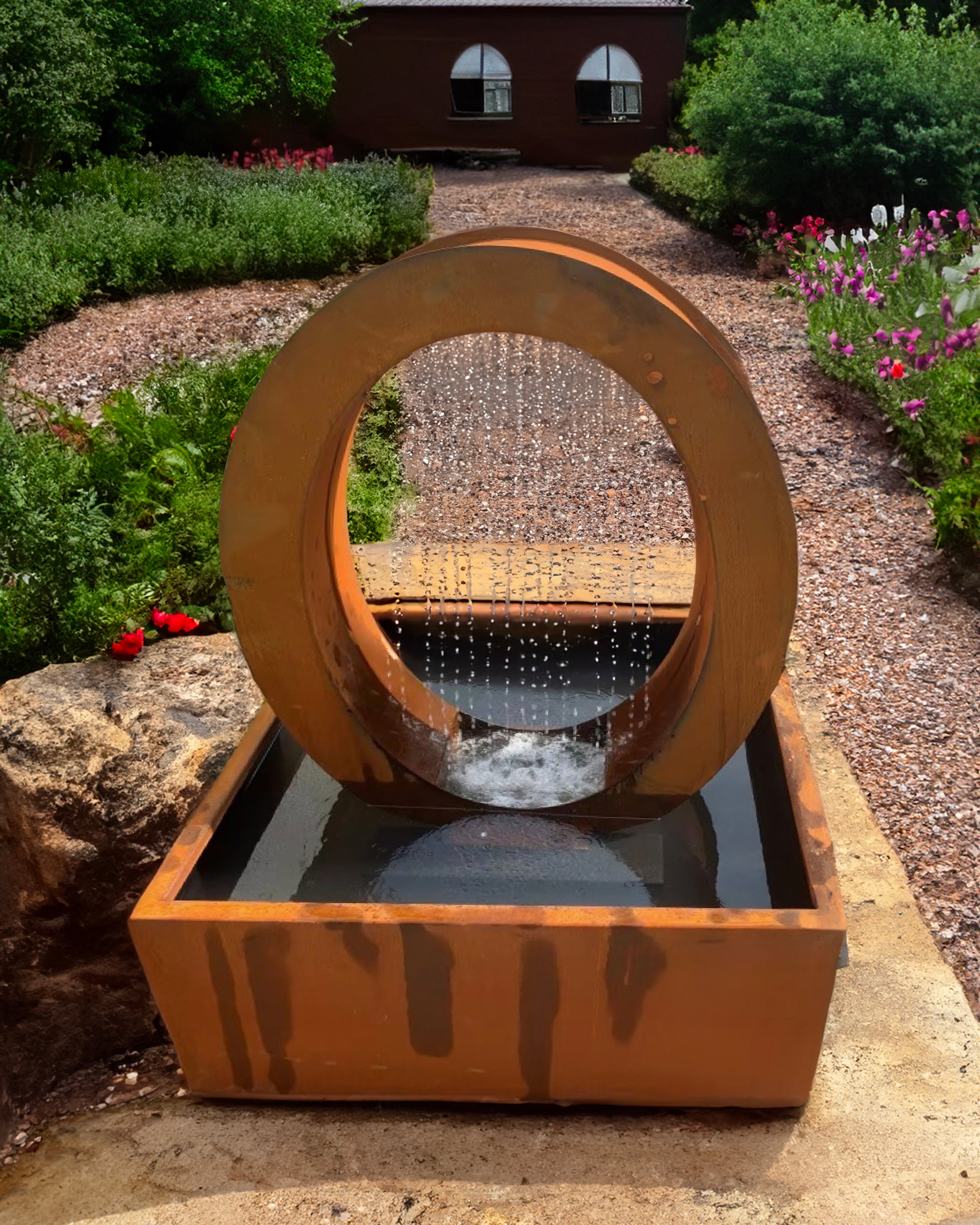 Sunset Stream Water Feature - Elegant Corten Steel for Outdoor Serenity