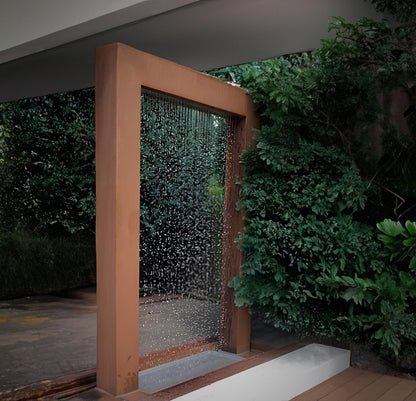 Verdant Veil Water Feature - Elegant Corten Steel for Outdoor Luxury