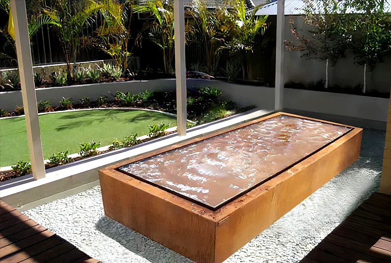 Patina Falls Water Feature - Luxurious Corten Steel Design for Outdoor Elegance