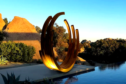 Custom-Made Garden Ring: A Stunning Orb Garden Sculpture in Rusty Corten Steel