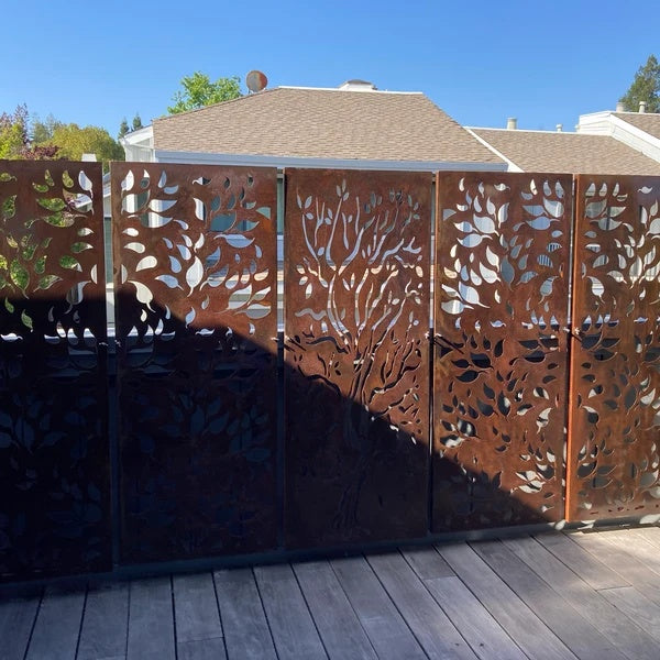 Metal Panel | Metal Privacy Screen with Birds top | Custom Design