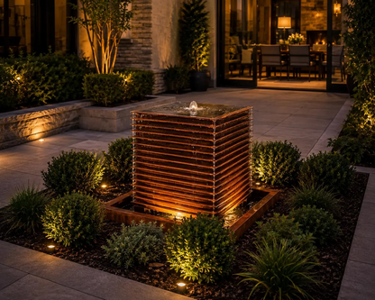 Custom Size Corten Cascade Water Feature - Rustic Elegance for Modern Outdoor