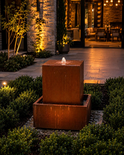 Custom Size Corten Cascade Water Feature - Rustic Elegance for Modern Outdoor