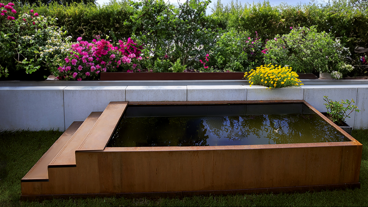 Custom Made Corten Steel Water Feature- Stepped